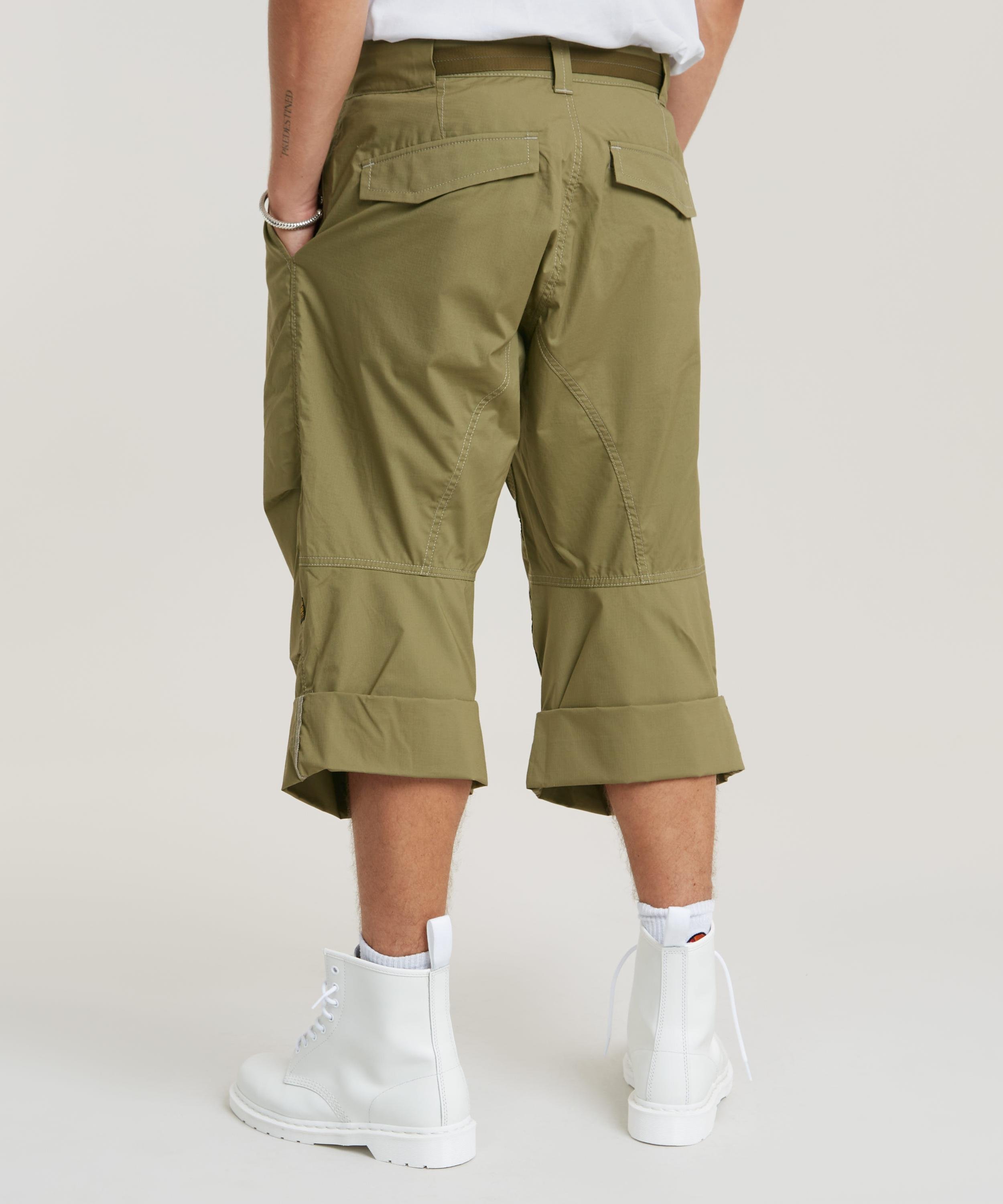 【公式ショップ】BALLOON 3D CROPPED SHORTS/立体裁断ワイドルーズクロップドパンツ ジースターロゥ パンツ その他のパンツ カーキグリーン