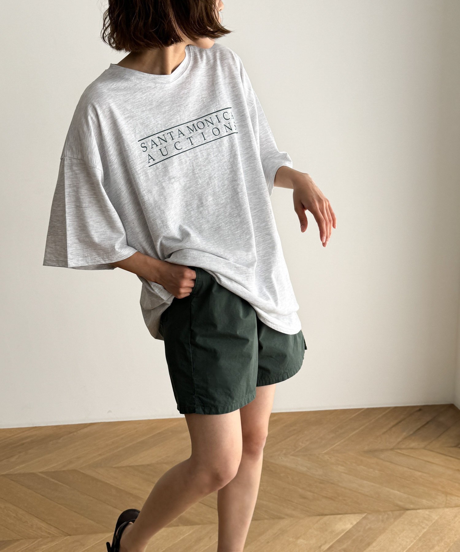 El mar El mar AUCTIONS オーバーTシャツ キャナルジーン トップス カットソー・Tシャツ グレー ネイビー【送料無料】