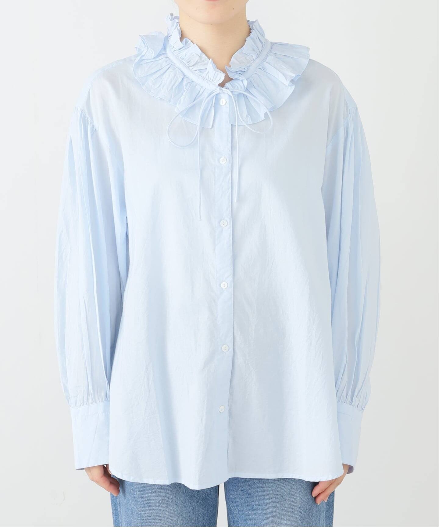 SLOBE IENA フリルカラーブラウス スローブ イエナ トップス シャツ・ブラウス ホワイト ブルー【送料無料】のサムネイル