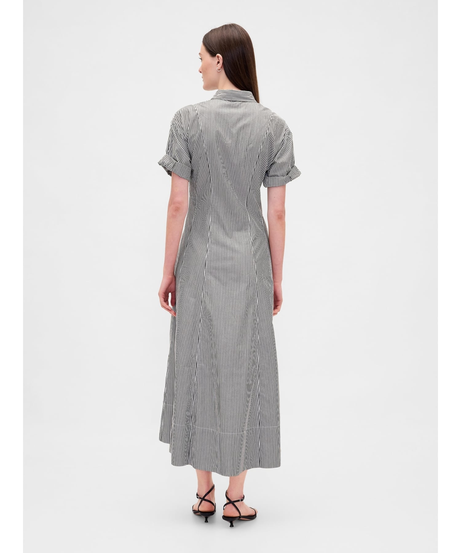 【SALE／71%OFF】GAP (W)ポプリン 袖ロールアップ ミディシャツワンピース ギャップ ワンピース・ドレス シャツワンピース ブラック【送料無料】