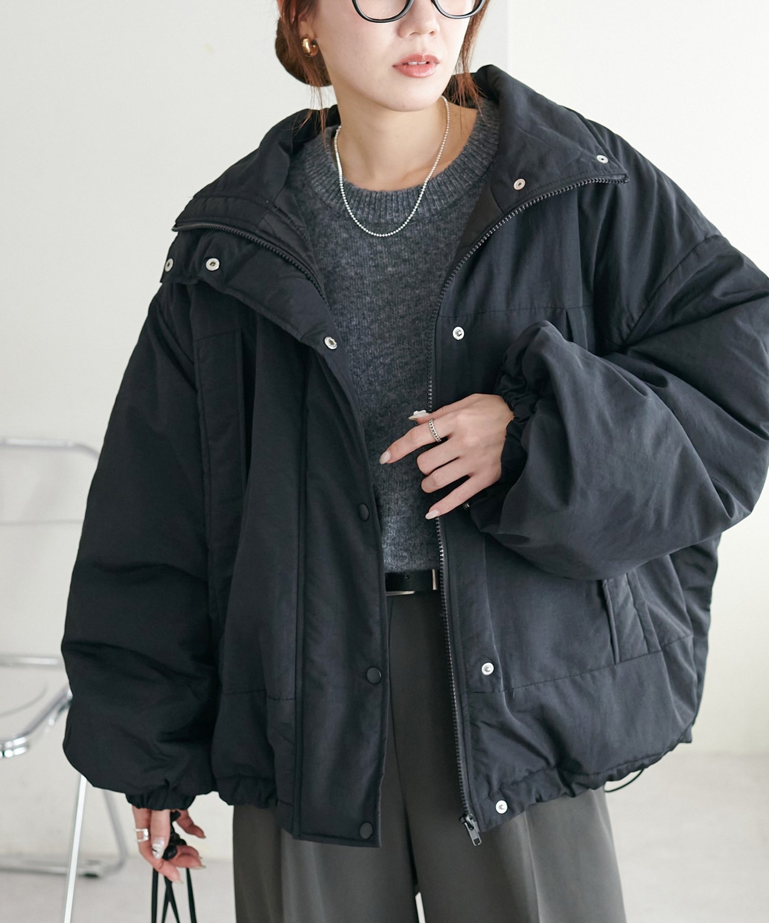 Discoat 【WEB限定】スタンドショートモンスタージャケット ディスコート ジャケット・アウター ブルゾン・ジャンパー ホワイト ブラック ベージュ カーキグリーン【送料無料】