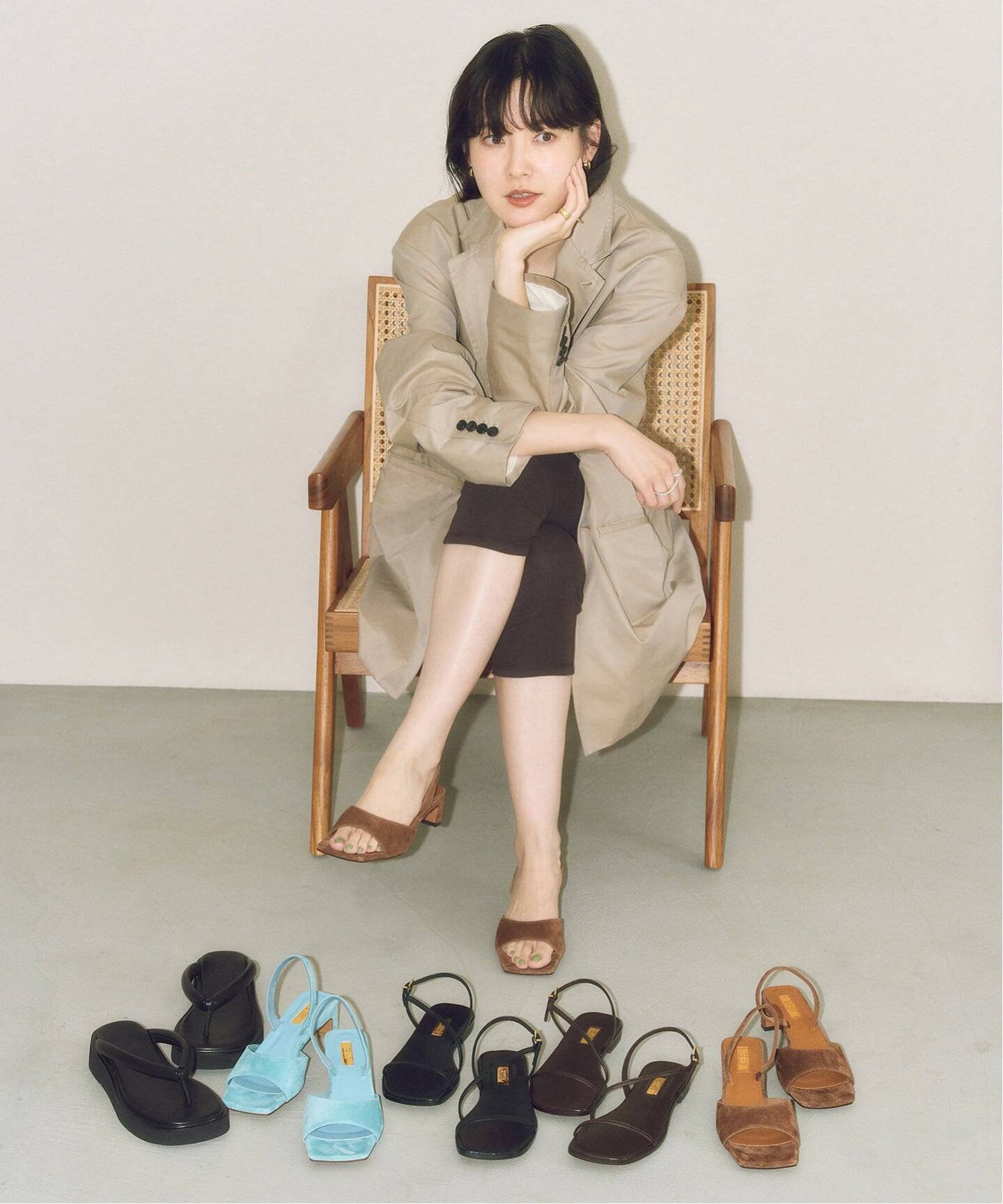 《WEB+一部店舗限定》MIDORI UEEDA*GRISEアツゾコチューブトングサンダル ルタロン シューズ・靴 サンダル ブラック