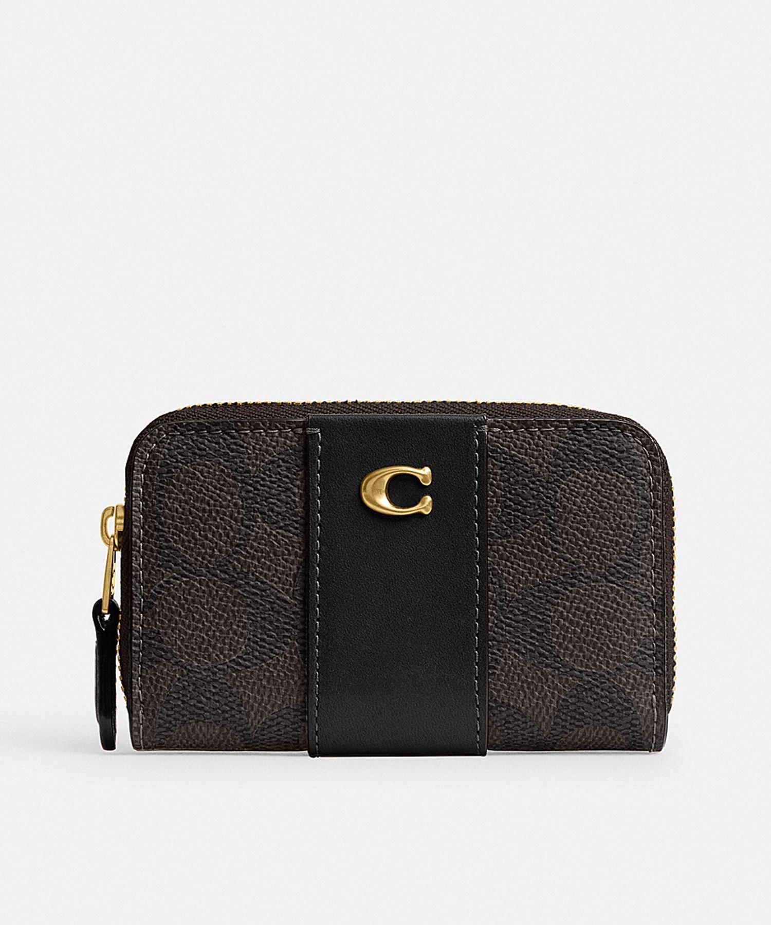 COACH エッセンシャル スモール ジップ アラウンド カード ケース・シグネチャー アップクラフトレザー コーチ 財布・ポーチ・ケース 名刺入れ・カードケース ブラック【送料無料】