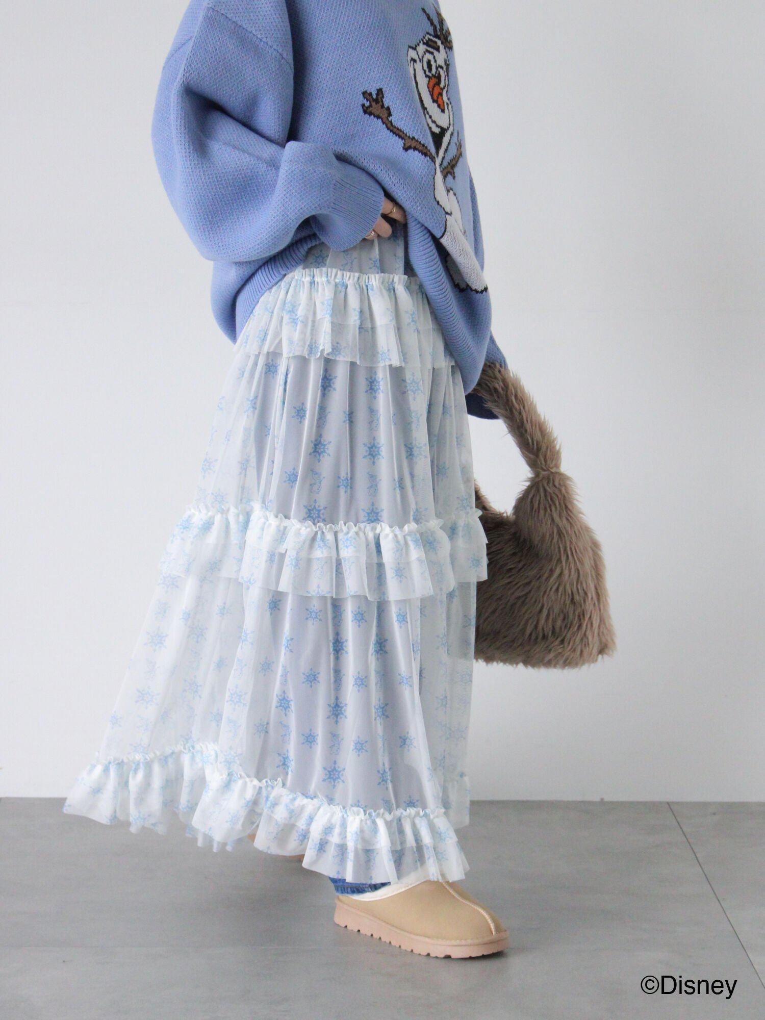 ehka sopo 【Disney】アナと雪の女王/シアーフリルスカート エヘカソポ スカート その他のスカート ホワイト ブルー【送料無料】のサムネイル