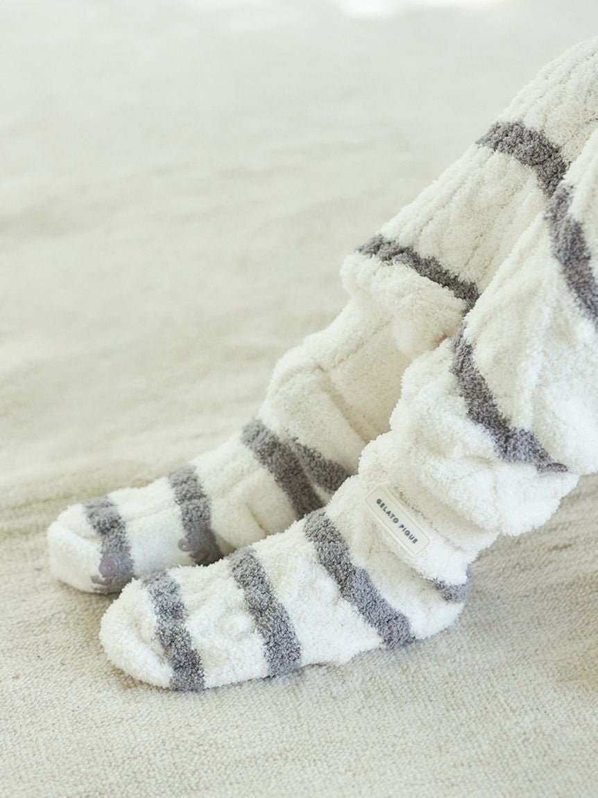 【SALE／30%OFF】gelato pique 【KIDS】ベビモコアランボーダーソックス ジェラートピケ ファッション雑貨 その他のファッション雑貨 ピンク ホワイト