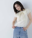 NATURAL BEAUTY BASIC オフショルフリルリボンニット ナチュラルビューティベーシック トップス ニット ホワイト ブラック【送料無料】