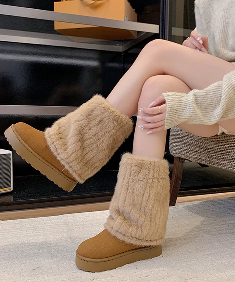 【SALE／29%OFF】miniministore フェイクムートンブーツ 厚底ファーブーツ ミニミニストア シューズ・靴 ブーツ ブラック ブラウン ベージュ【送料無料】のサムネイル