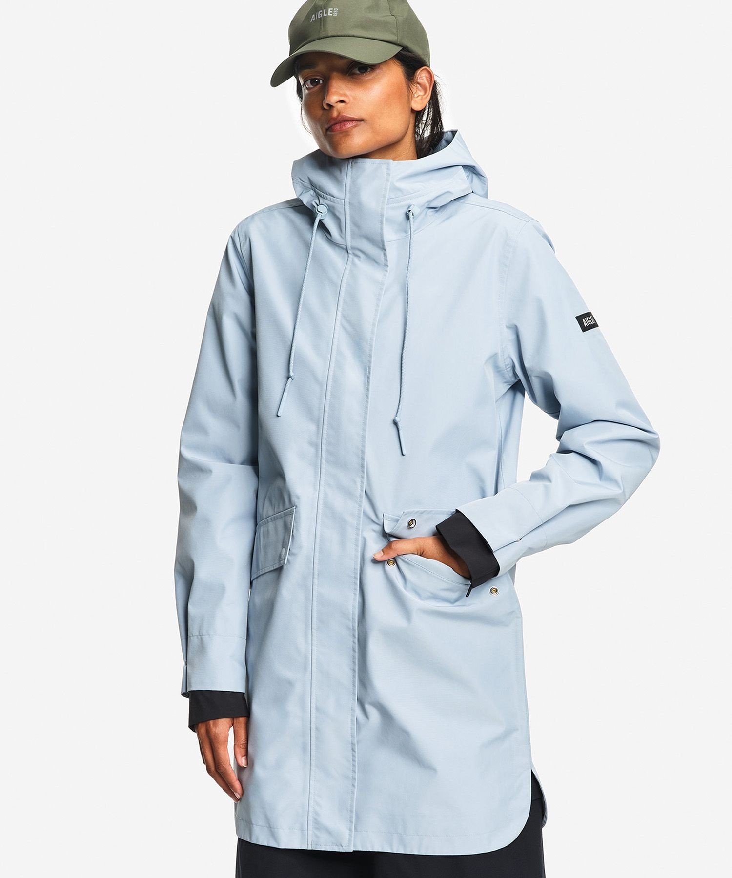 GORE-TEX ゴアテックス 防風 防水 透湿 ロングフーデッドフィッシュテールジャケット エーグル ジャケット・アウター マウンテンパーカー ネイビー