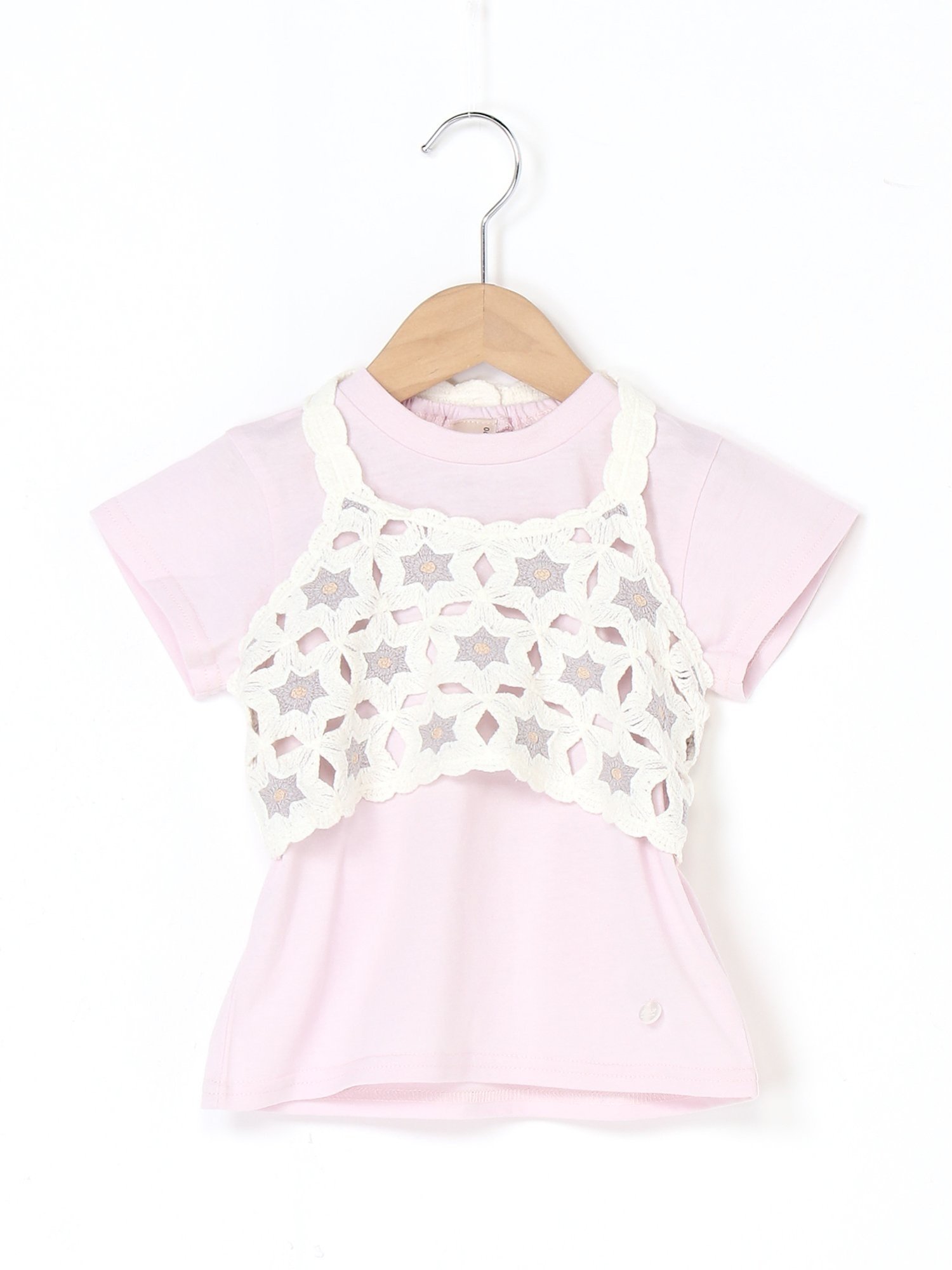 【SALE／58%OFF】petit main 【リンク】クロシェビスチェTセット★ ナルミヤオンライン トップス その他のトップス ピンク ホワイトのサムネイル