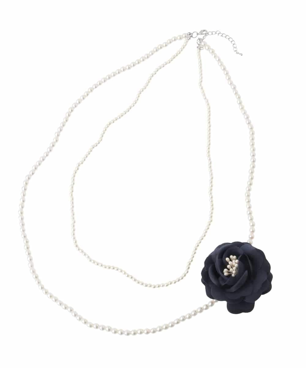 【SALE／70%OFF】a.v.v コサージュ付き二連ネックレス アー・ヴェ・ヴェ アクセサリー・腕時計 ネックレス ベージュ ネイビー