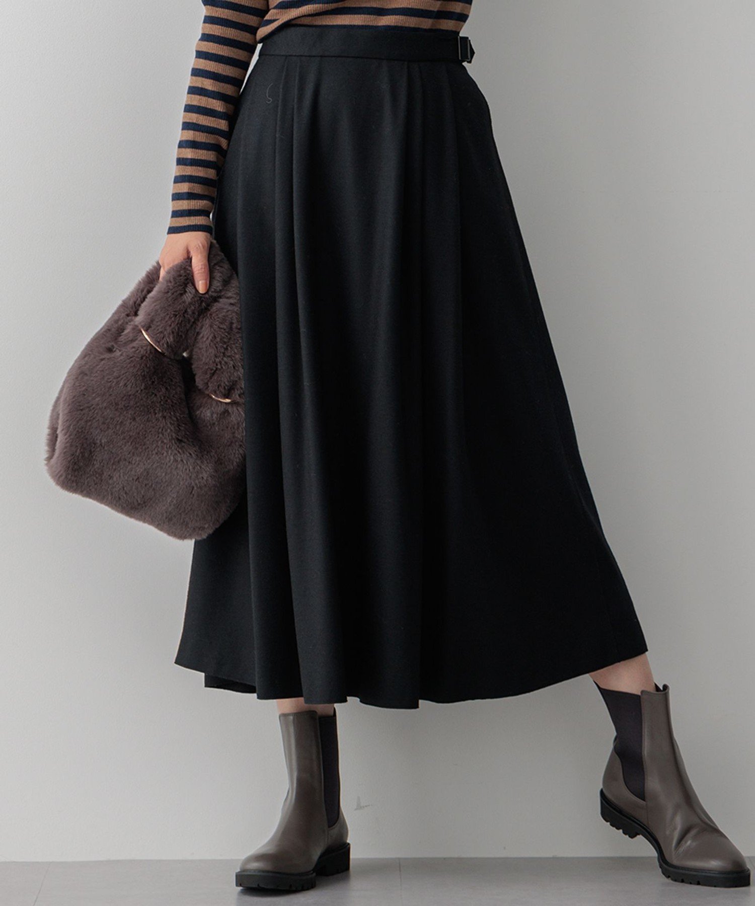 【SALE/30%OFF】23区 S 【洗える】ウールミルドジャージー タック スカート ニジュウサンク スカート ロング・マキシスカート グリーン グレー ブラック【送料無料】
