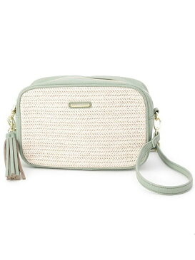 【SALE/20%OFF】pink adobe タッセルチャーム付きボックスショルダー ピンクアドベ バッグ ショルダーバッグ グレー グリーン ベージュ ピンク ネイビー