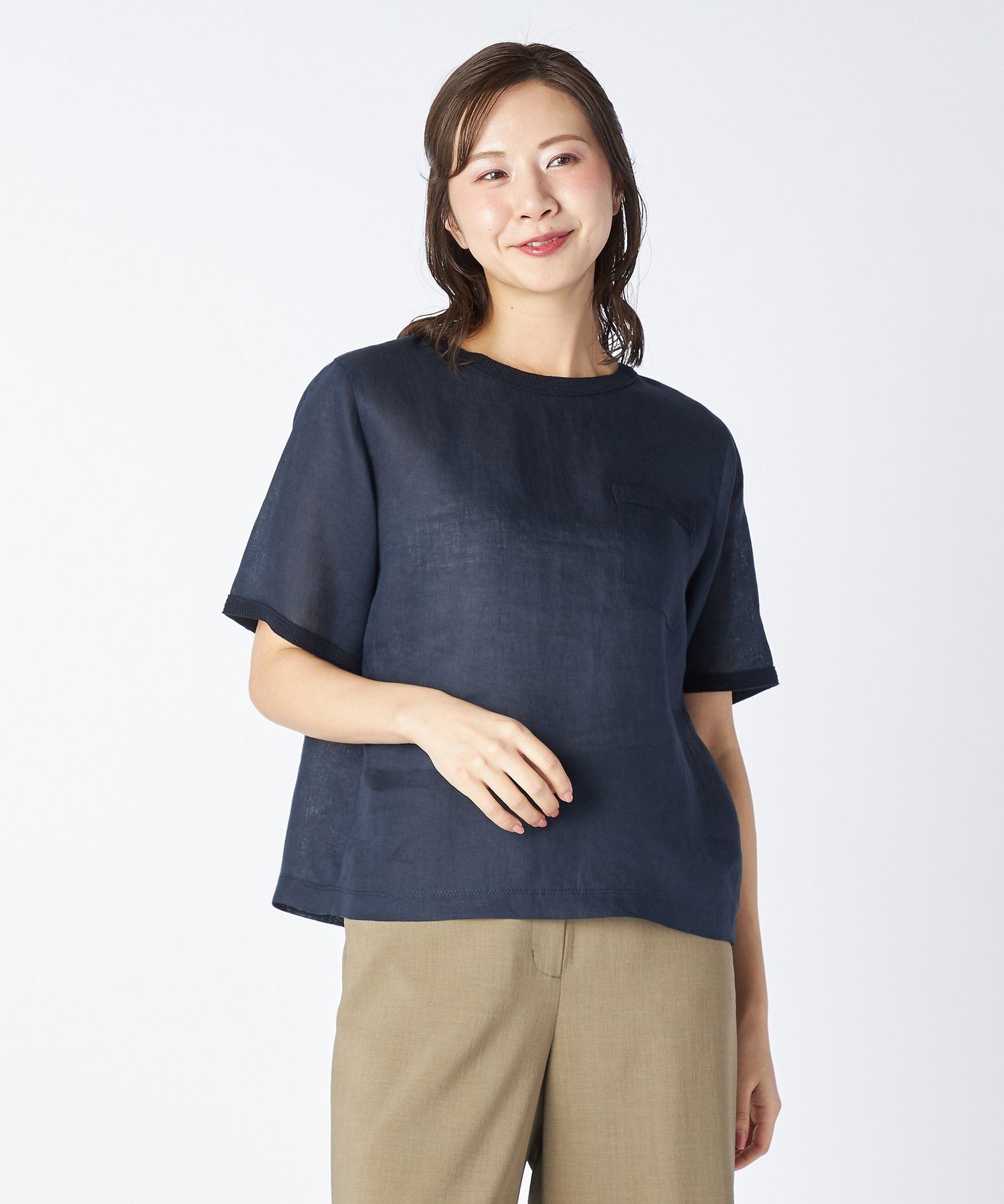 KEITH 【Lサイズ】60/ーリネンプルオーバー キース トップス シャツ・ブラウス ホワイト ネイビー