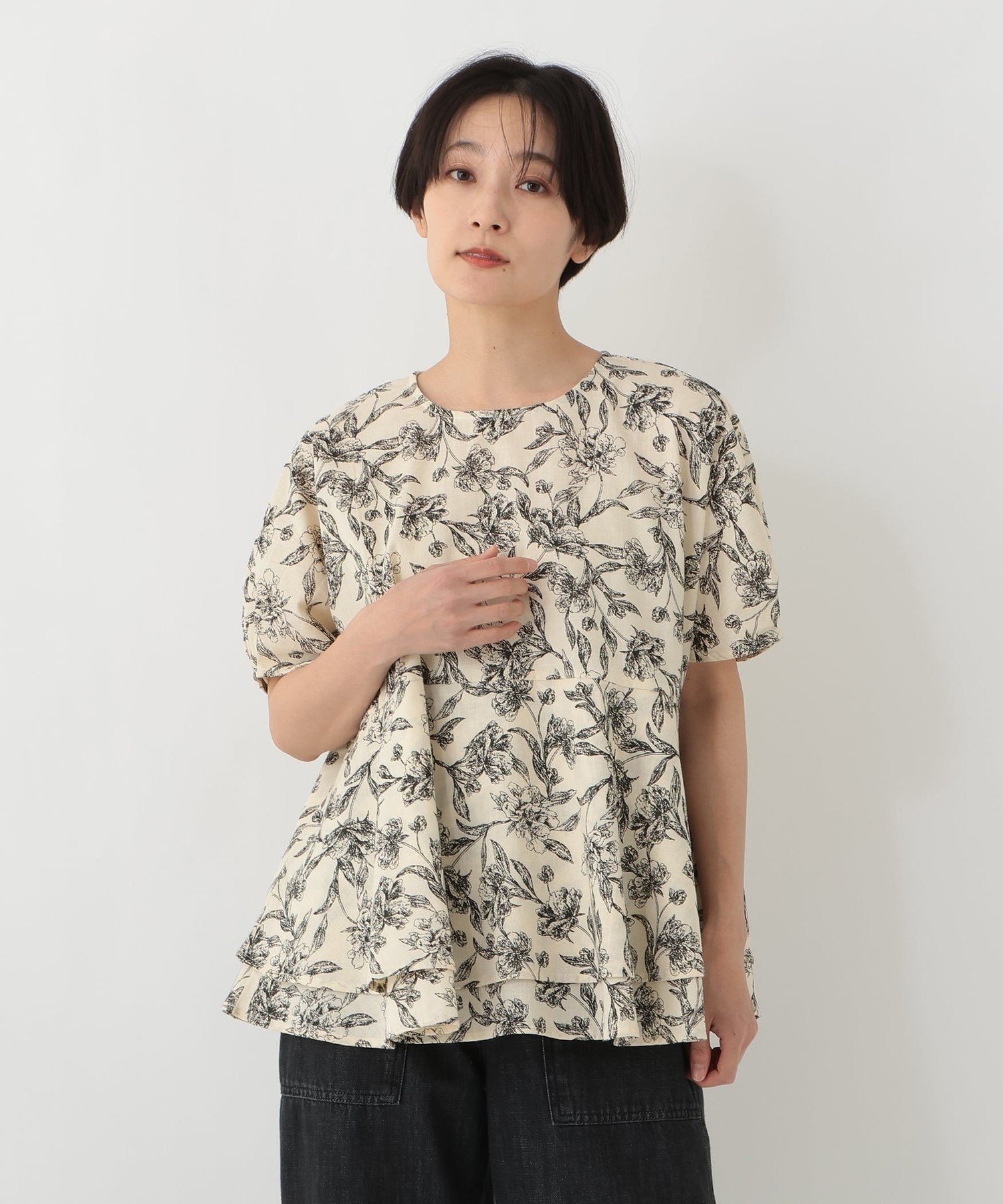 楽天市場】ペプラム トップス（柄花・植物）（トップス｜レディース