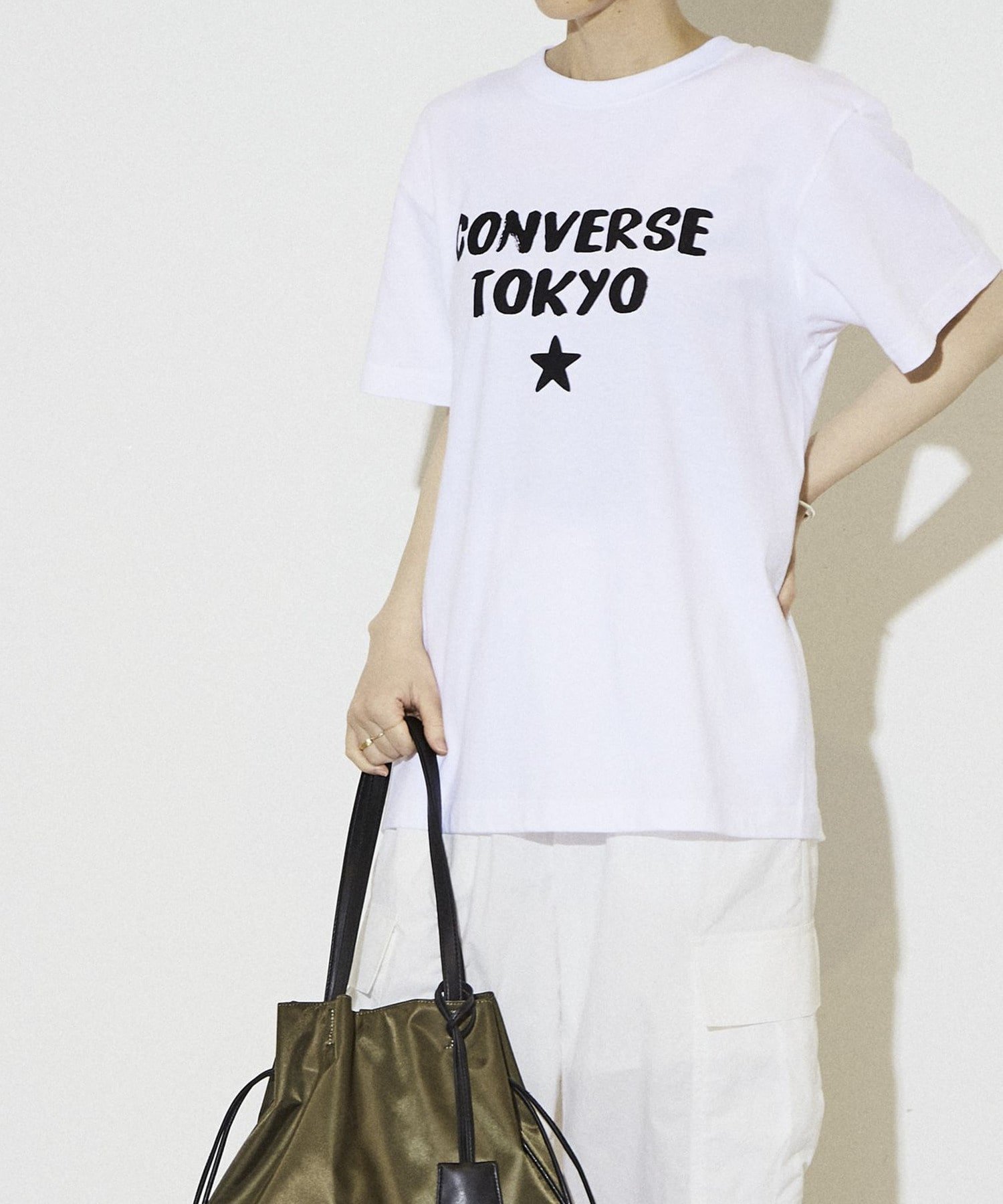 CONVERSE TOKYO WOMEN DESIGN FONT LOGO TEE コンバーストウキョウ トップス カットソー・Tシャツ ホワイト ピンク ブラック【送料無料】