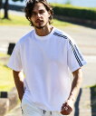 1PIU1UGUALE3 RELAX 1PIU1UGUALE3 RELAX ジャージーラインTシャツ シフォン トップス カットソー・Tシャツ ブラック ホワイト【送料無料】