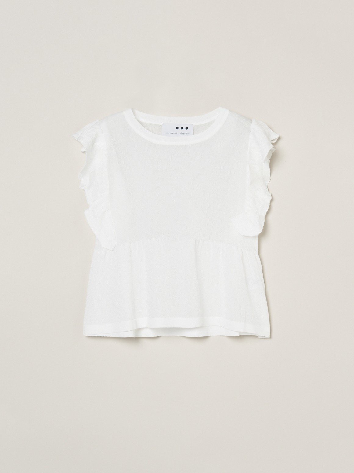 three dots Shimmer sweater ruffle top スリードッツ トップス ノースリーブ・タンクトップ ホワイト【送料無料】