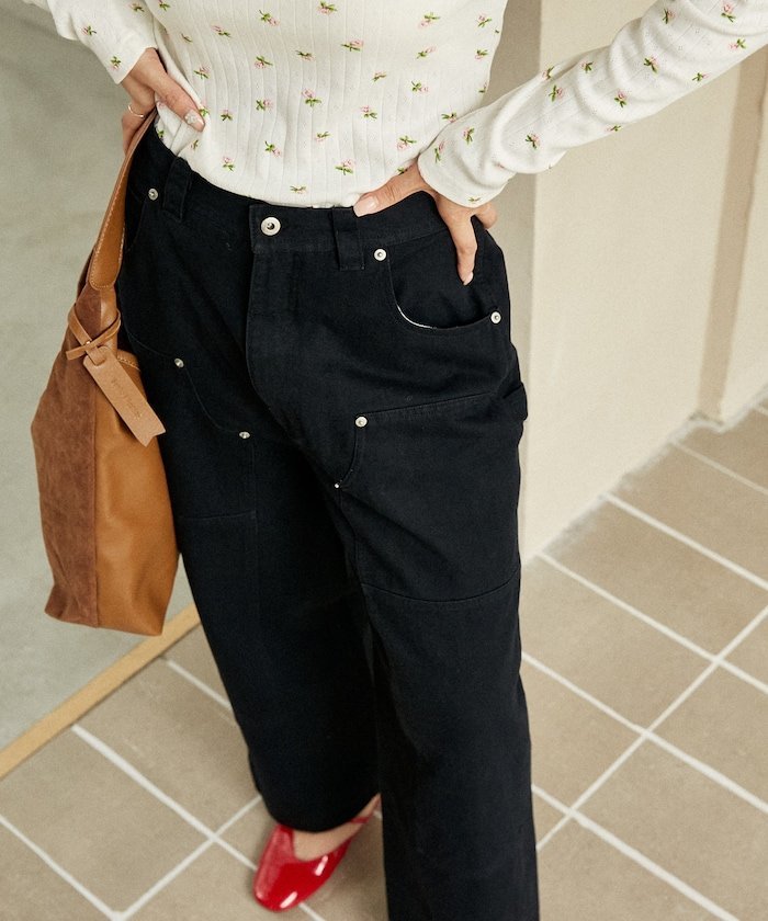 【SALE／71%OFF】PUBLUX ダブルニー ペインターパンツ 限定展開 25AW フリークスストア パンツ カーゴパンツ ブラック ブラウン