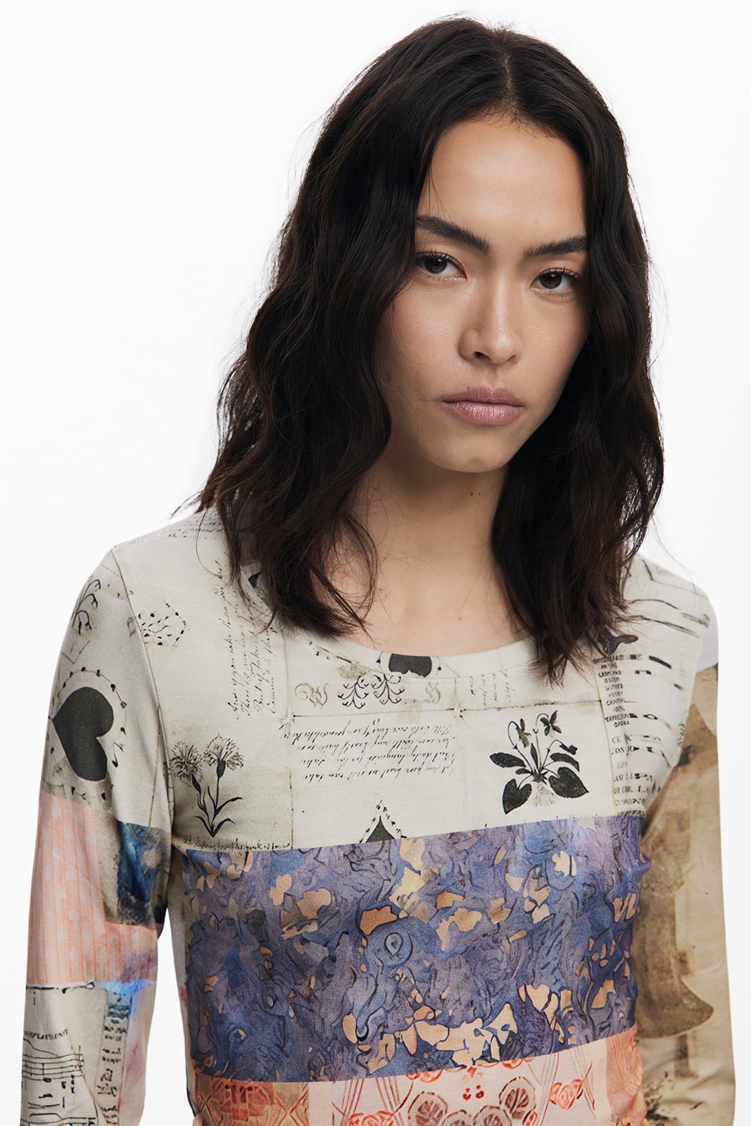 コラージュTシャツ デシグアル トップス カットソー・Tシャツ