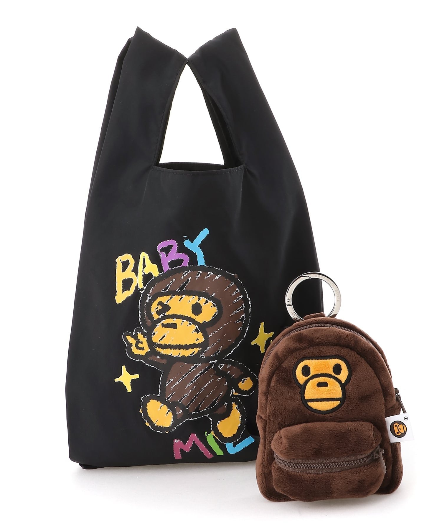 A BATHING APE BABY MILO KEYCHAIN ECO BAG ア ベイシング エイプ バッグ エコバッグ・サブバッグ ブラウン【送料無料】