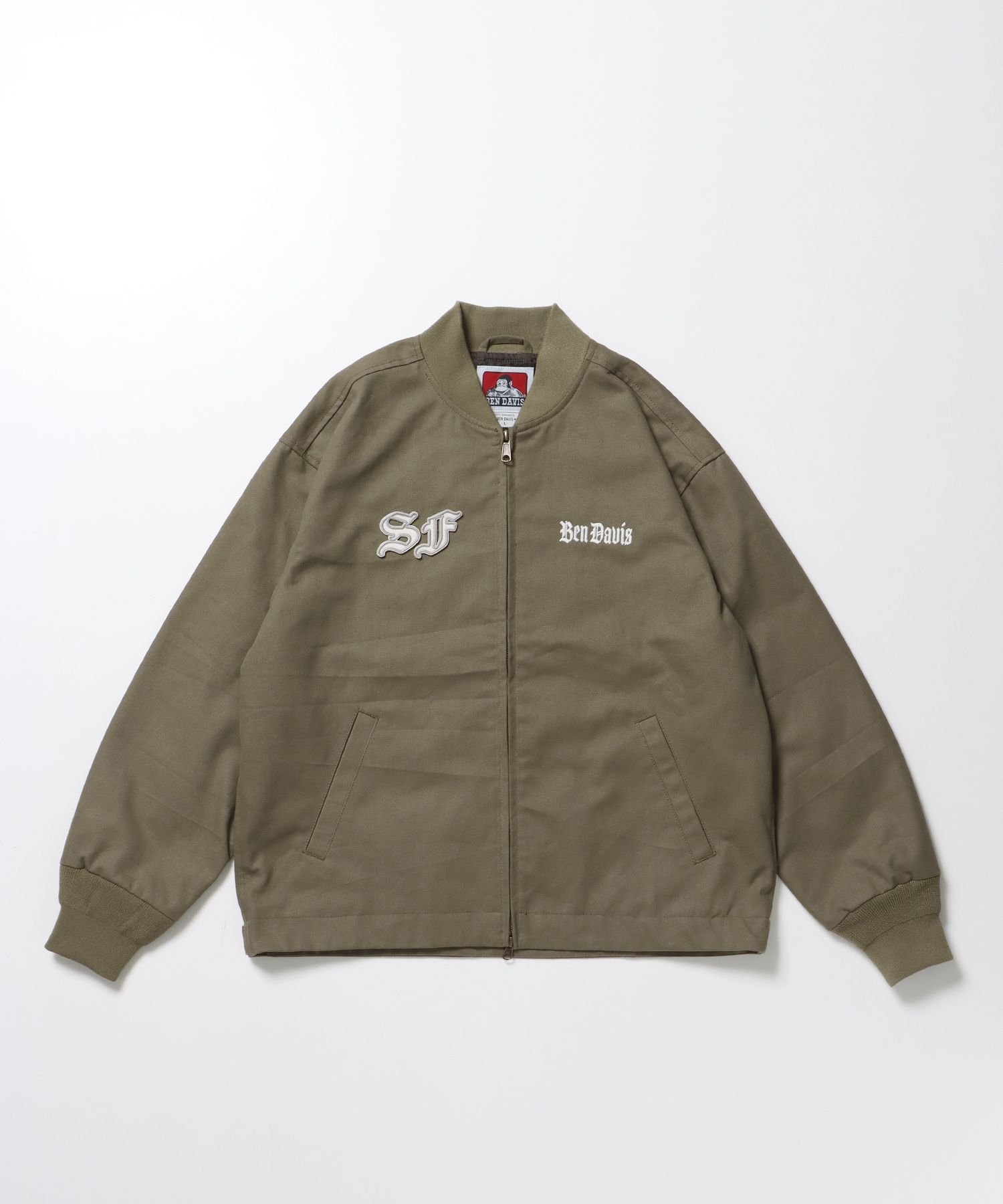 BEN DAVIS / WHITE LABEL 【BEN DAVIS(ベンデイビス)】MECHANIC EMB RIBBED JACKET / ワーク ジャケット 刺繍 ジャケット ダック アウター ナバル ジャケット・アウター その他のジャケット・アウター ブラウン ブラック カーキグリーン【送料無料】