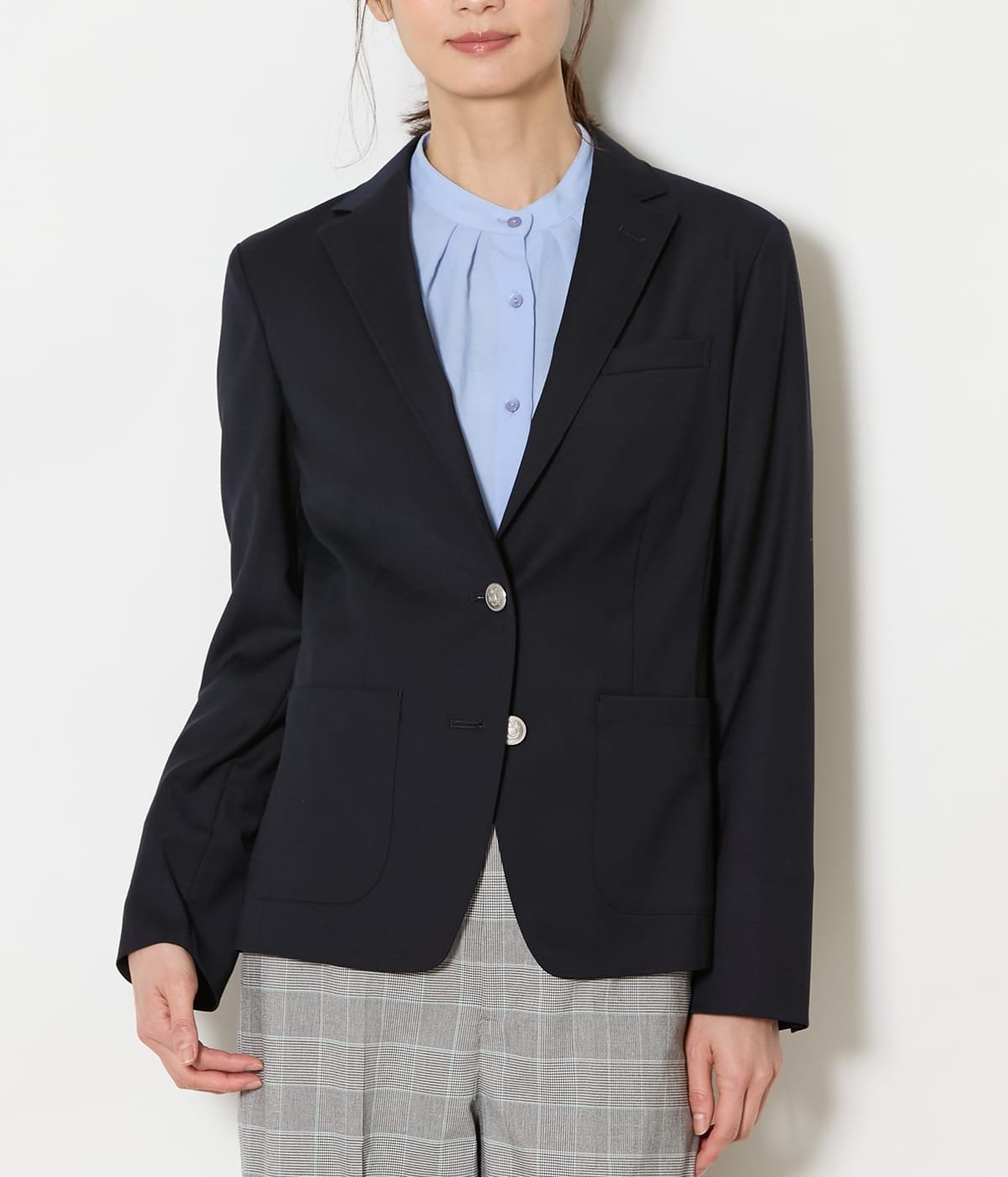 NEWYORKER WOMEN L-SIZE 【L】【ウォッシャブル】ウールオックス シングルブレザー ニューヨーカー エルサイズ ジャケット・アウター テーラードジャケット・ブレザー グレー ネイビー