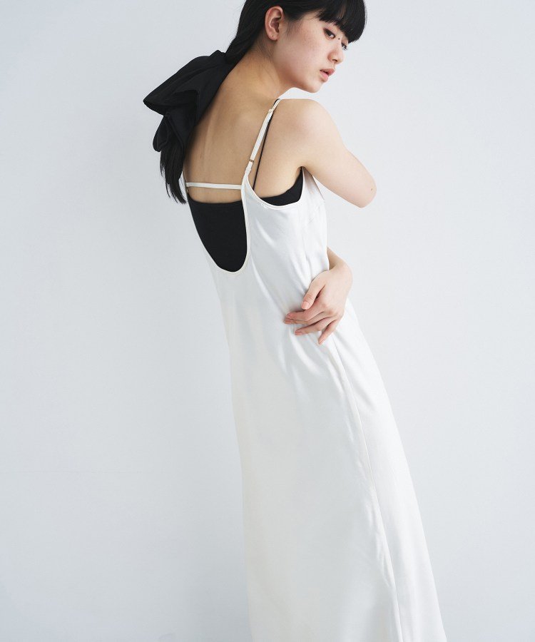 CODE A satin cami dress コードエー ワンピース・ドレス ワンピース ホワイト ブラック【送料無料】