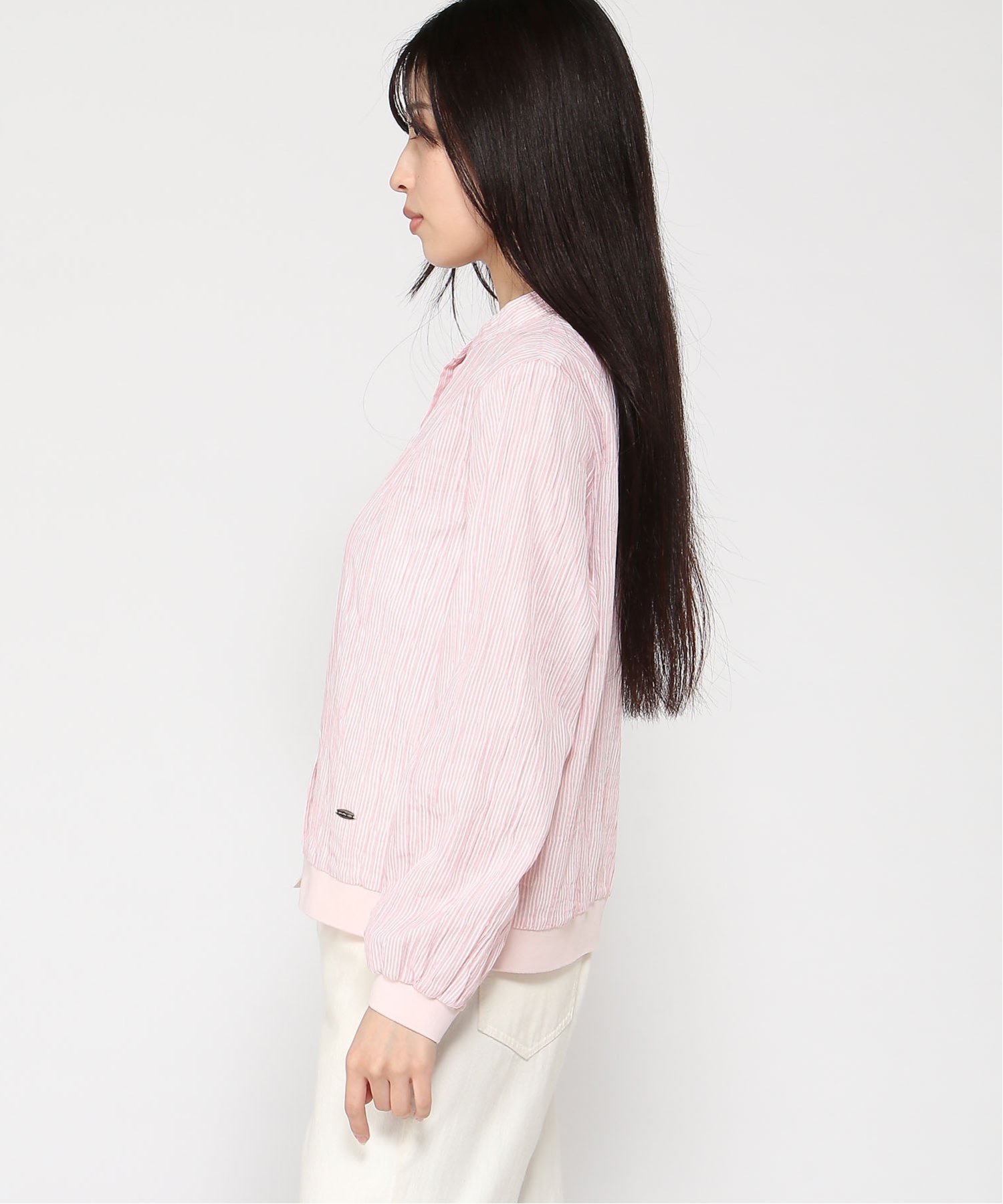 CROCODILE CODE CROCODILE CODE/(W)シャーリング ノーカラー ブラウス クロコダイル トップス シャツ・ブラウス ピンク ベージュ【送料無料】