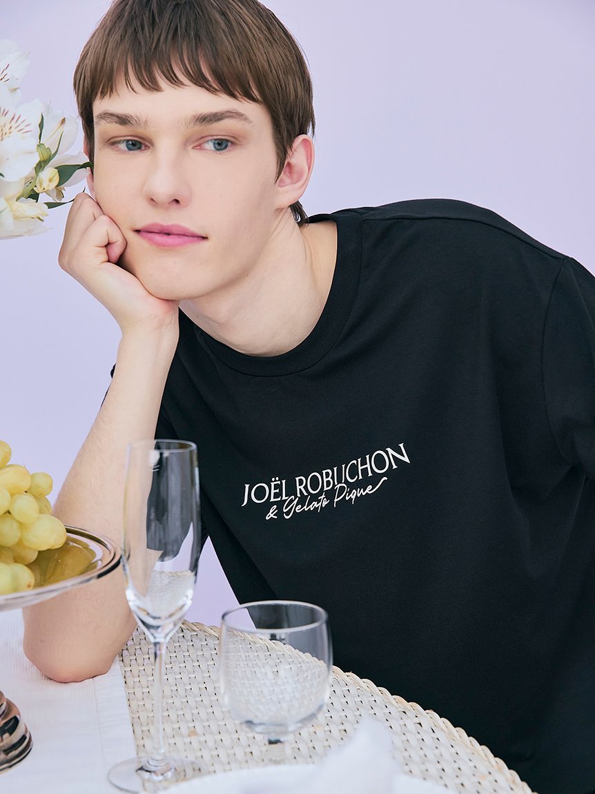 gelato pique 【JOEL ROBUCHON】【HOMME】【持続冷感】ロゴプリントTシャツ ジェラートピケ トップス カットソー Tシャツ ブラック【送料無料】