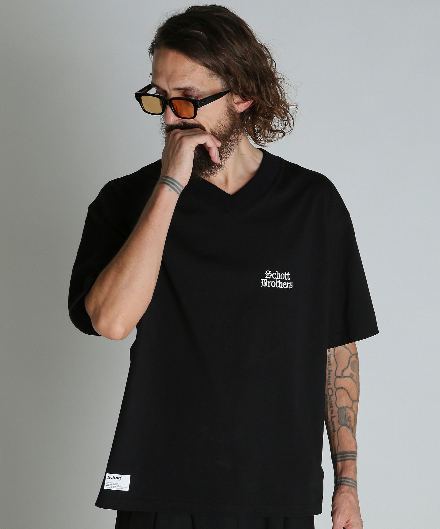Schott B.S. V NECK T-SHIRT/ブラックシープ Vネック Tシャツ ショット トップス カットソー・Tシャツ グレー ホワイト【送料無料】