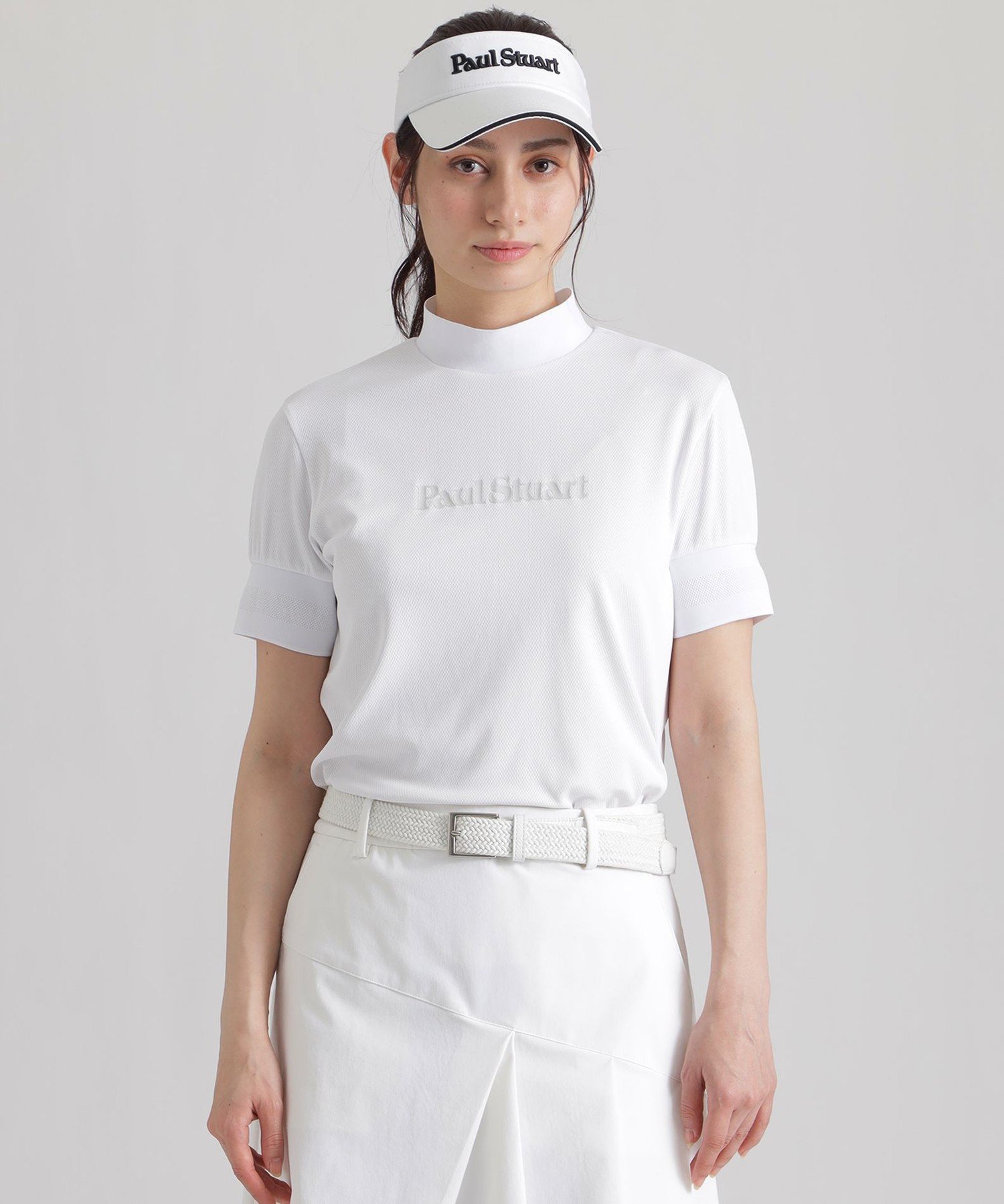 Paul Stuart 【GOLF Women's/吸水速乾】エアリーメッシュモックネックシャツ ポール・スチュアート トップス カットソー・Tシャツ ホワイト ネイビー ベージュ