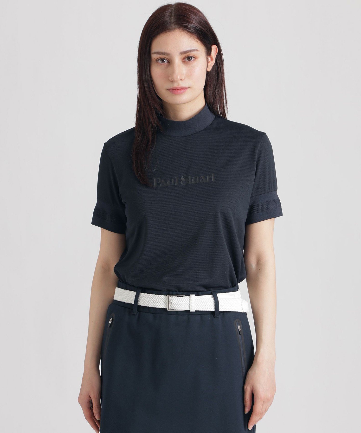 Paul Stuart 【GOLF Women's】エアリーメッシュモックネックシャツ ポール・スチュアート トップス カットソー・Tシャツ ホワイト ネイビー ベージュ【送料無料】