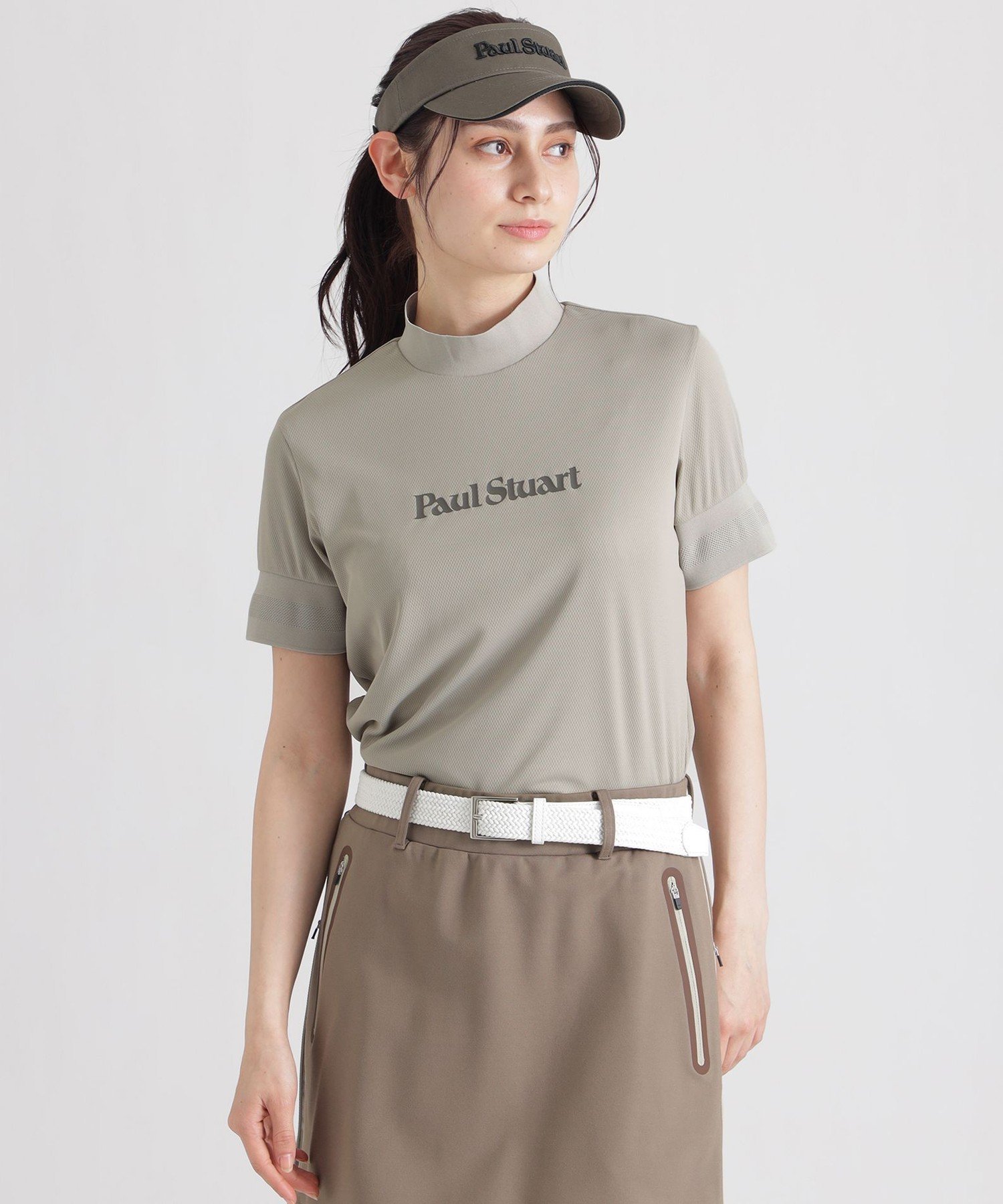 Paul Stuart 【GOLF Women's/吸水速乾】エアリーメッシュモックネックシャツ ポール・スチュアート トップス カットソー・Tシャツ ホワイト ネイビー ベージュ