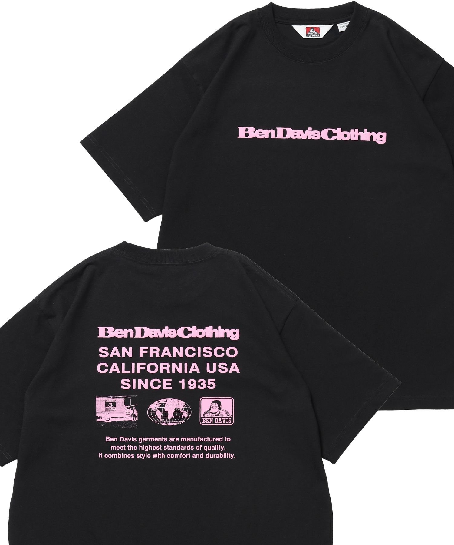 【BEN DAVIS(ベンデイビス)】 COLOR LOGO TEE / Tシャツ 半袖 クルーネック プリント ワンポイント ユニセックス オーバーサイズ ナバル トップス カットソー・Tシャツ ホワイト ブラック ブルー ネイビー