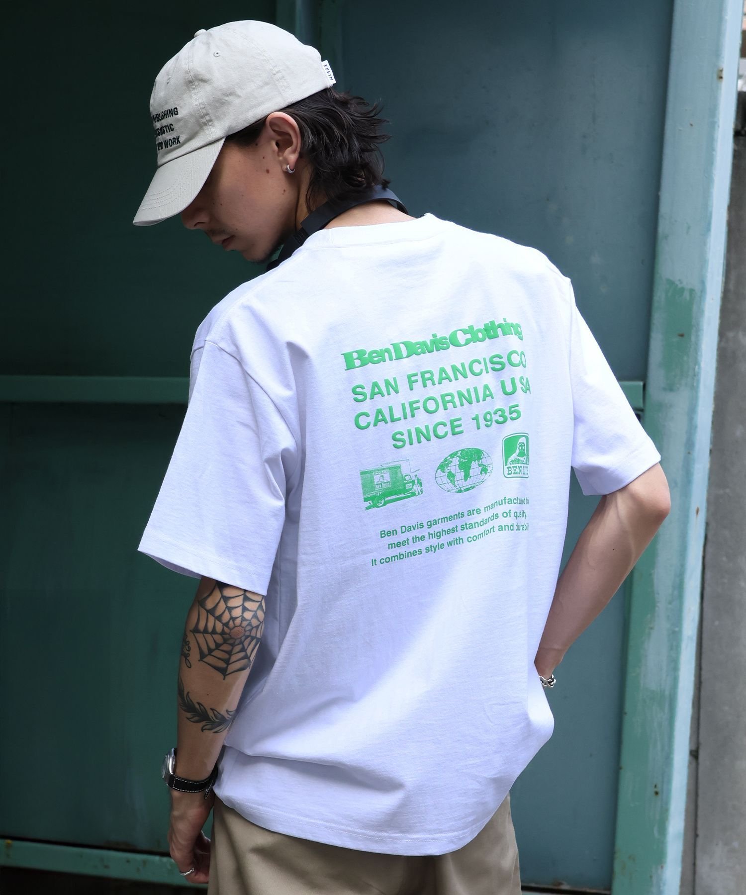 【BEN DAVIS(ベンデイビス)】 COLOR LOGO TEE / Tシャツ 半袖 クルーネック プリント ワンポイント ユニセックス オーバーサイズ ナバル トップス カットソー・Tシャツ ホワイト ブラック ブルー ネイビー