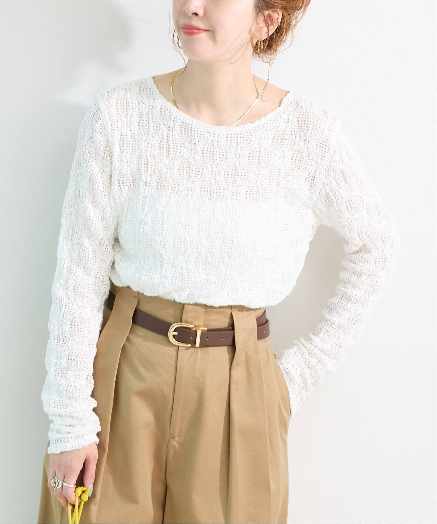 B.C STOCK 《追加3予約》手洗い可 / ストレッチフラワーレースプルオーバー ベーセーストック トップス カットソー・Tシャツ ホワイト ブラック【送料無料】