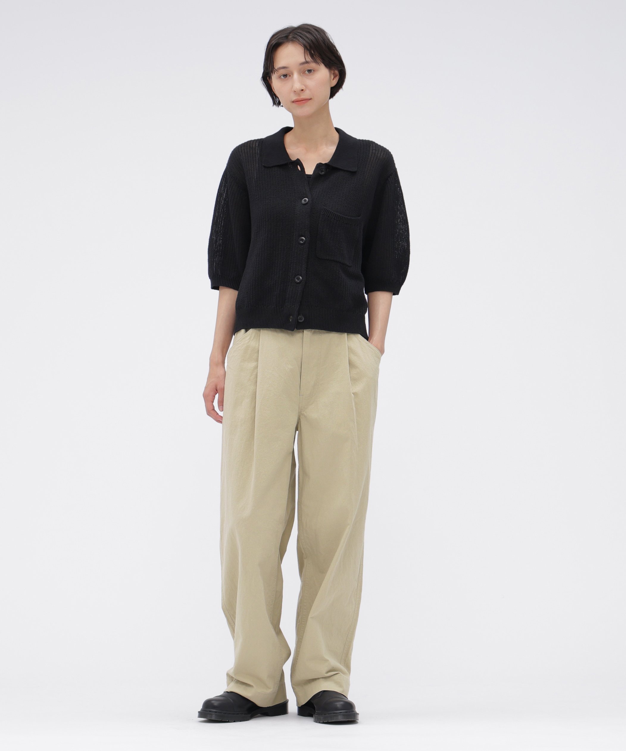 MHL. COTTON LINEN TINY RIPSTOP TROUSERS マーガレット・ハウエル パンツ その他のパンツ グレー カーキグリーン