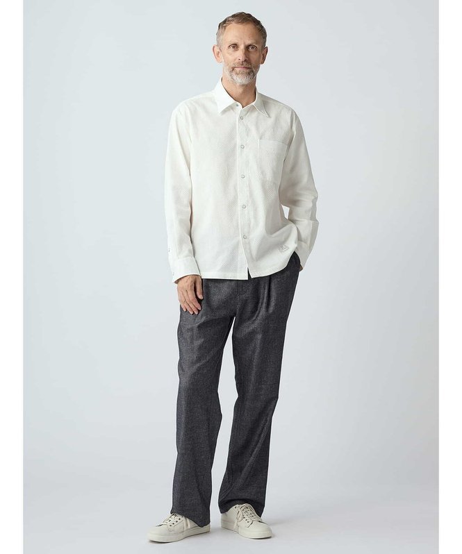 MEN Bias Shadow Jacquard Over Shirt アクアスキュータム トップス シャツ・ブラウス ホワイト