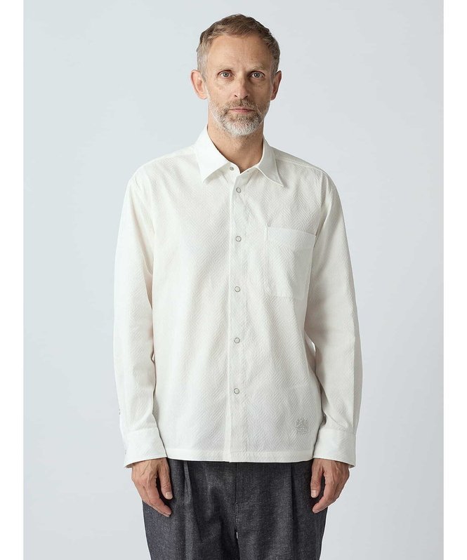 MEN Bias Shadow Jacquard Over Shirt アクアスキュータム トップス シャツ・ブラウス ホワイト