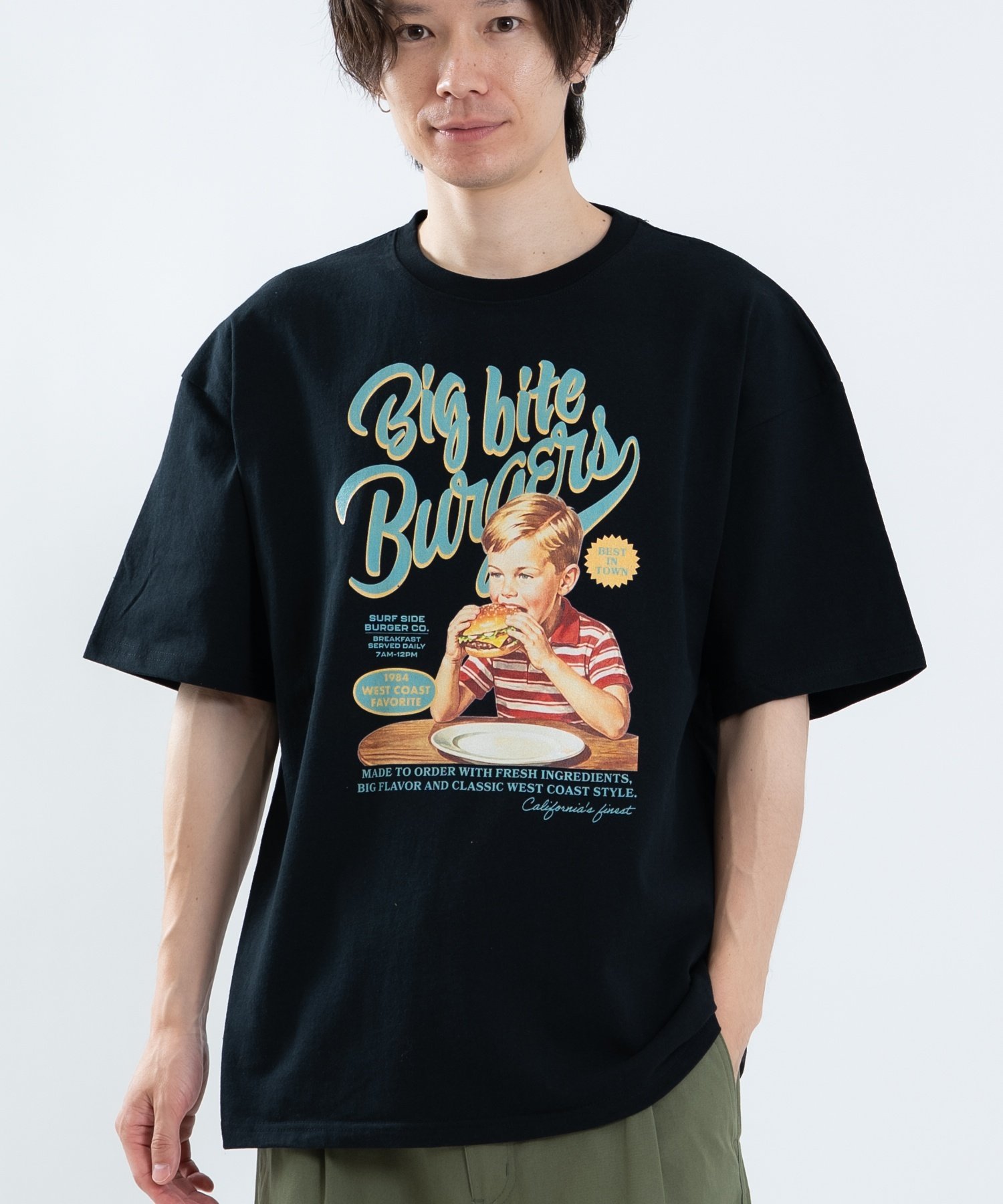 SIDEWAY STANCE SIDEWAY STANCE サイドウェイスタンス ハンバーガー 半袖Tシャツ インプローブス トップス カットソー・Tシャツ ブラック ホワイト