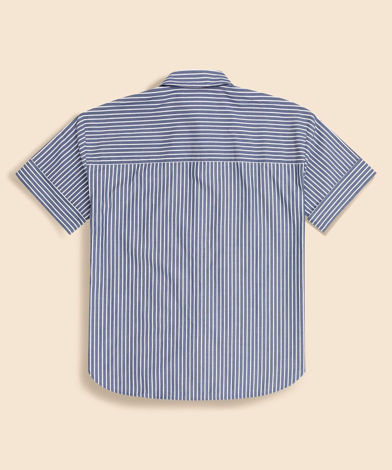 コットン ドロップショルダー ストライプ ショートスリーブシャツ Classic Fit ブルックス ブラザーズ トップス シャツ・ブラウス ホワイト