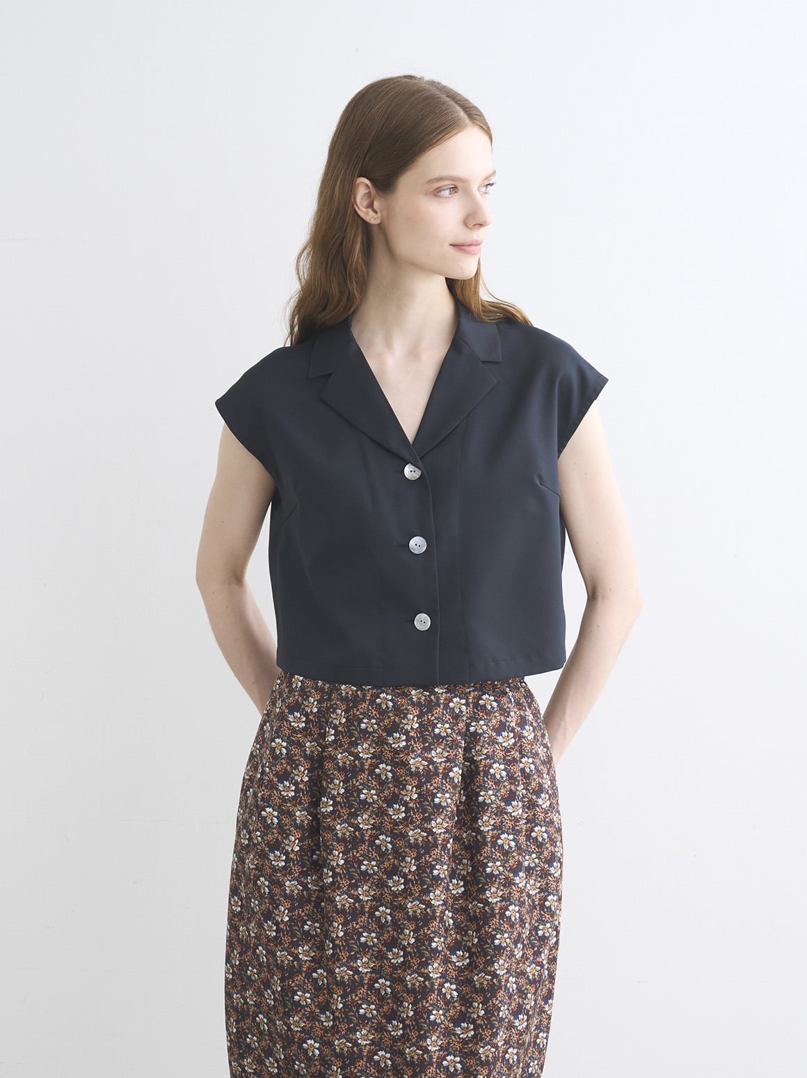 three dots Glossy twill tops スリードッツ トップス シャツ・ブラウス パープル ブラック