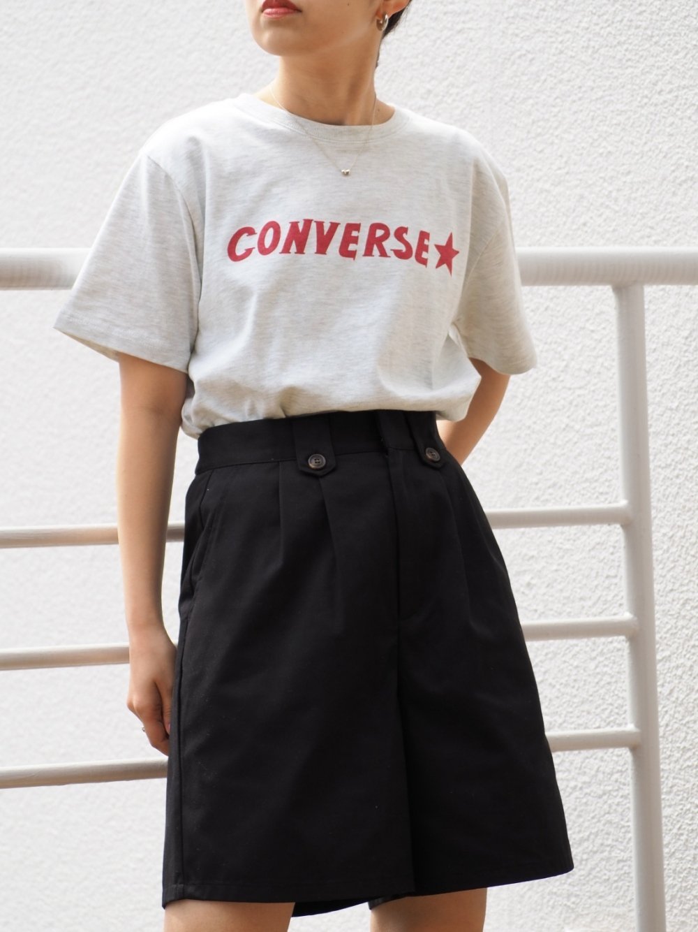 【SALE／26%OFF】CONVERSE (W)ナカネユタカロゴクロップドTS セポ カットソー Tシャツ ネイビー グレー