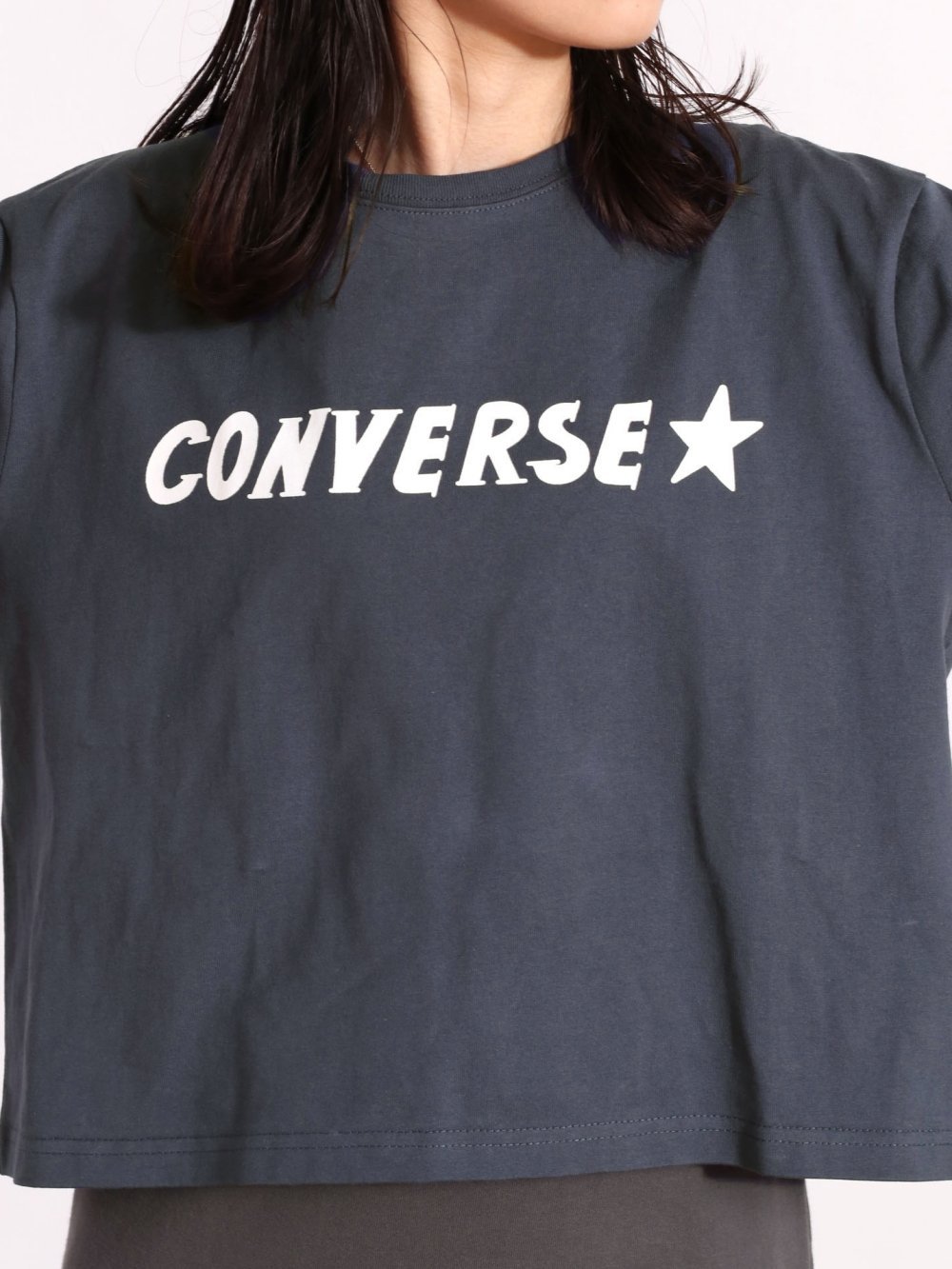 【SALE／26%OFF】CONVERSE (W)ナカネユタカロゴクロップドTS セポ カットソー Tシャツ ネイビー グレー