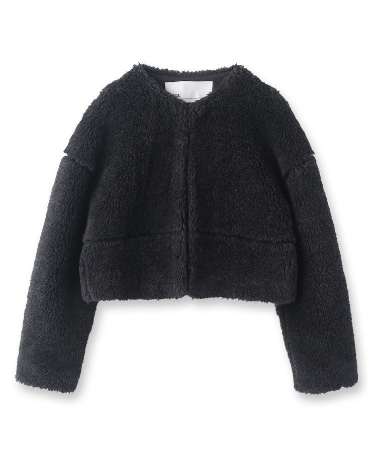 DRESSTERIOR TICCA(ティッカ)ウールファーショートコート ドレステリア ジャケット・アウター その他のジャケット・アウター ブラック グレー【送料無料】のサムネイル