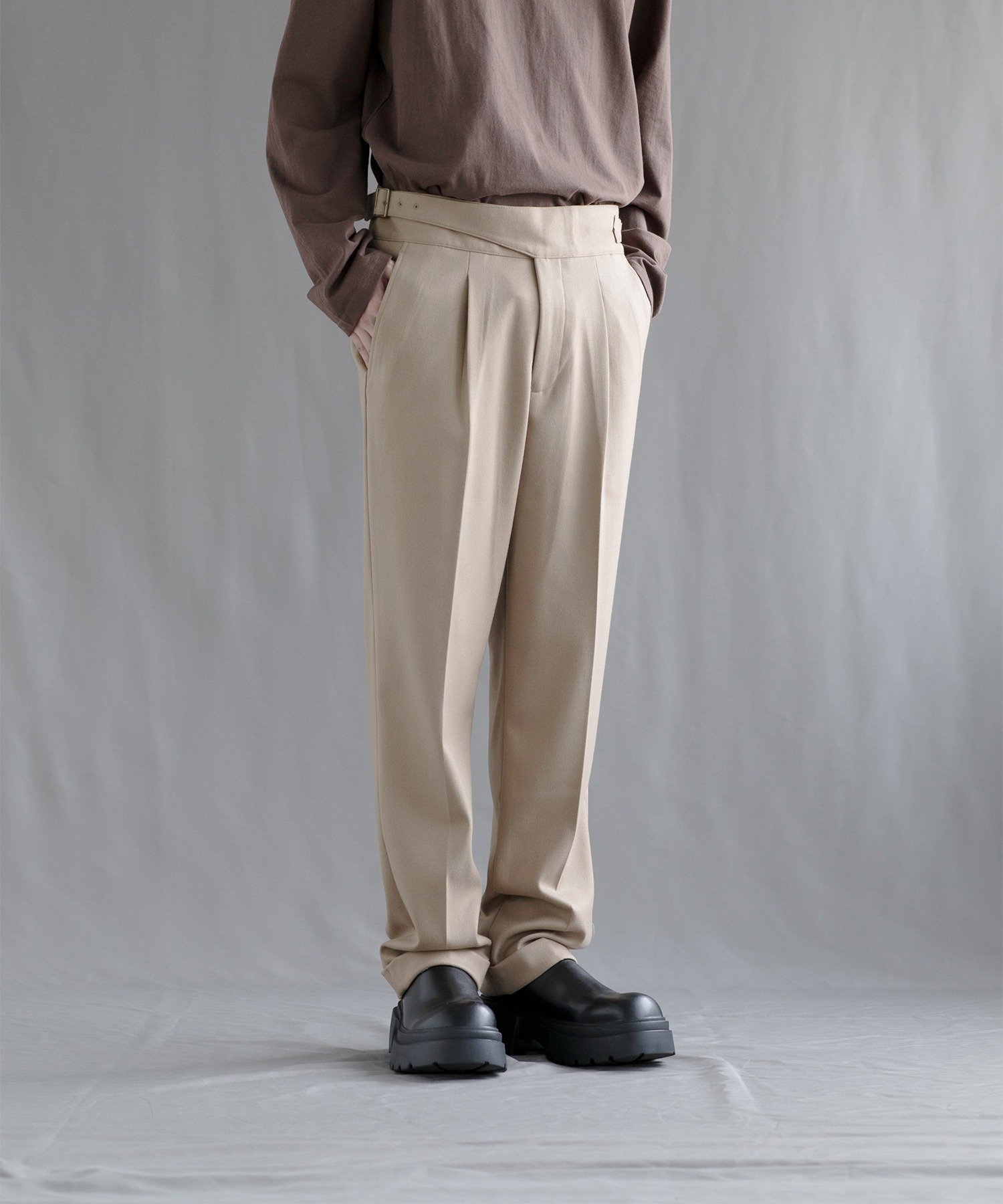 【aimoha neo】 Classic Tailored Dress Pants アイモハ パンツ スラックス・ドレスパンツ ブラック グレー ベージュ