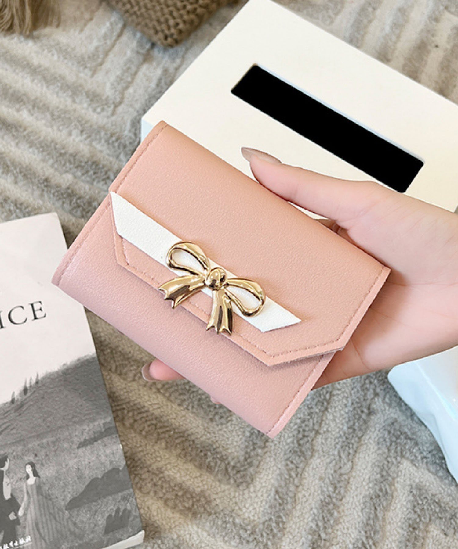 FReePLACe/(W)スリムリボンウォレット ミニョントレフル ルームヨンマルサンセレクティッド 財布・ポーチ・ケース 財布 グレー ピンク ブラック ブルー レッド ホワイト