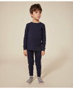 PETIT BATEAU 2x2リブ編み長袖パジャマ プチバトー インナー・ルームウェア パジャマ ネイビー【送料無料】