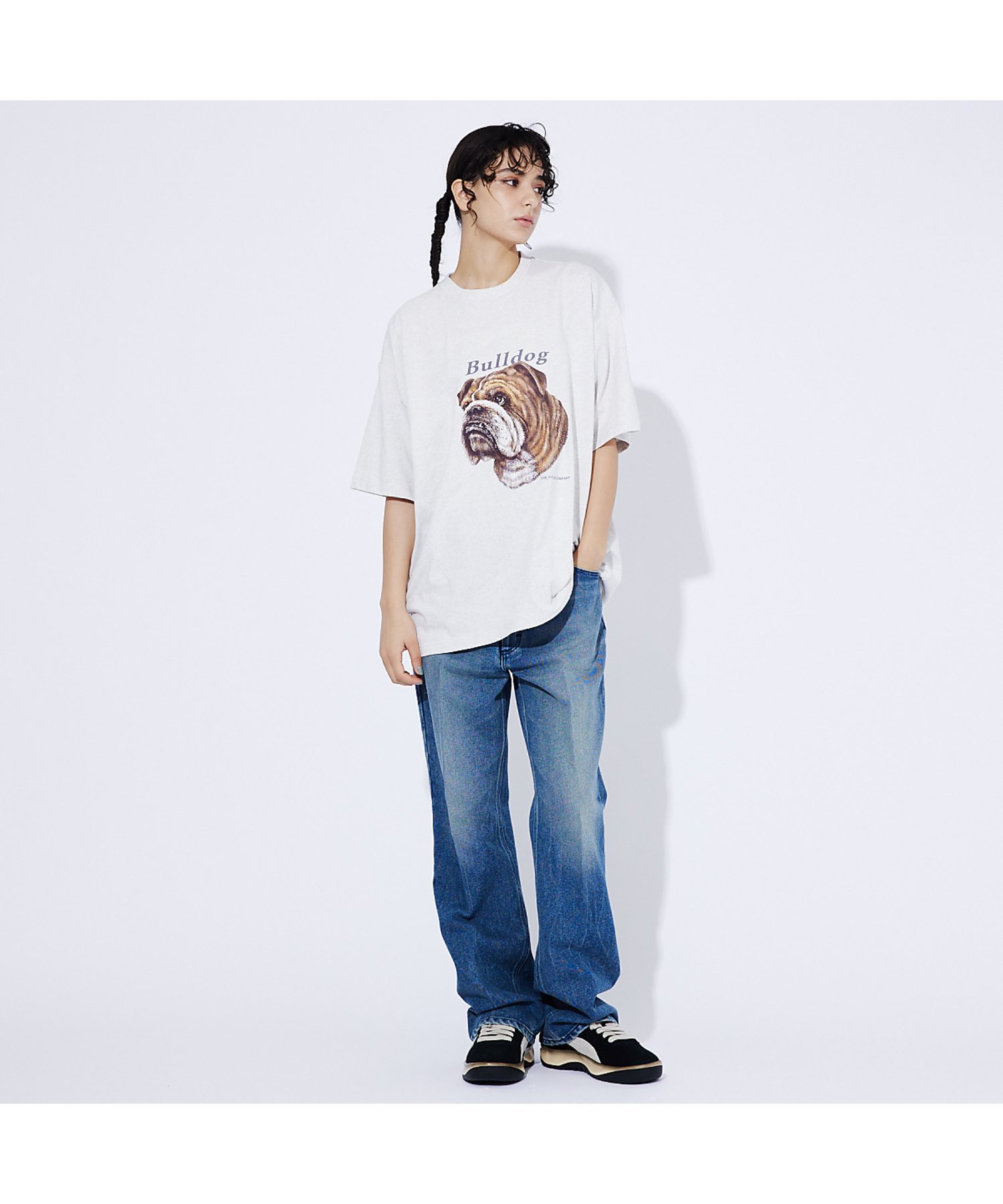 ABAHOUSE LASTWORD 【LEE/リー】 BULLDOG PRINT TEE /ブルドッグプリントTシャ アバハウス トップス カットソー・Tシャツ グレー ホワイト【送料無料】