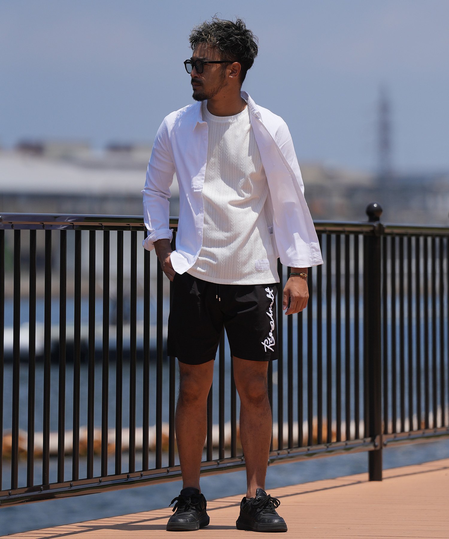 Retro Engine Plain Stripe Stretch L/SH アダムスジャグラー トップス シャツ・ブラウス ネイビー ホワイト【送料無料】